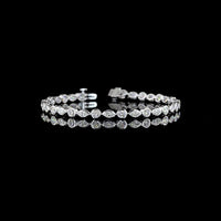 14K White Gold 7.25" Tennis Bracelet with East-West Bezel Set Marquise and Round Lab Diamonds - 4.13 Carat Total Diamond Weight - Covaloro Fine Jewelry