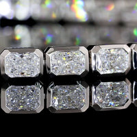 14K White Gold 7.25" Tennis Bracelet with East-West Bezel Set Radiant Cut Lab Diamonds - 5.01 Carat Total Weight (E-F VS2) - Covaloro Fine Jewelry
