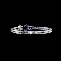 14K White Gold 7.25" Tennis Bracelet with East-West Half Bezel Set Baguette Lab Diamonds - 3.08 Carat Total Weight - Covaloro Fine Jewelry