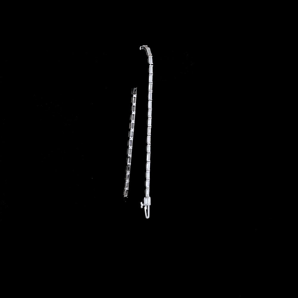 14K White Gold 7.25" Tennis Bracelet with East-West Half Bezel Set Baguette Lab Diamonds - 3.08 Carat Total Weight - Covaloro Fine Jewelry