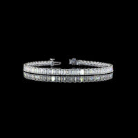 14K White Gold 7.25" Tennis Bracelet with North-South Prong Set Emerald Cut Natural Diamonds - 10.79 Carat Total Weight - Covaloro Fine Jewelry