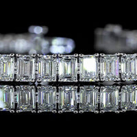 14K White Gold 7.25" Tennis Bracelet with North-South Prong Set Emerald Cut Natural Diamonds - 10.79 Carat Total Weight - Covaloro Fine Jewelry
