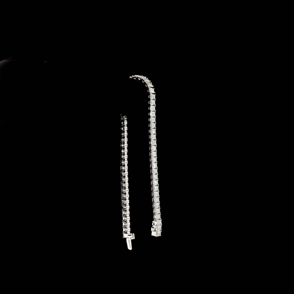 14K White Gold 7.25" Tennis Bracelet with North-South Prong Set Emerald Cut Natural Diamonds - 10.79 Carat Total Weight - Covaloro Fine Jewelry