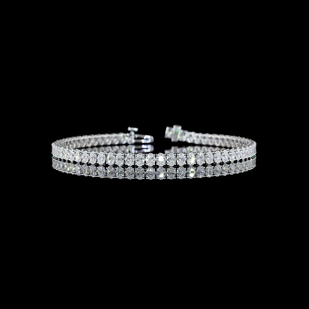 14K White Gold 7.25" Tennis Bracelet with Prong Set Oval Lab Diamonds - 6.04 Carat Total Weight (E-F Color, VS Clarity) - Covaloro Fine Jewelry