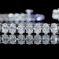 14K White Gold 7.25" Tennis Bracelet with Prong Set Oval Lab Diamonds - 6.04 Carat Total Weight (E-F Color, VS Clarity) - Covaloro Fine Jewelry