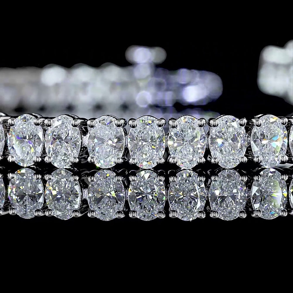 14K White Gold 7.25" Tennis Bracelet with Prong Set Oval Lab Diamonds - 6.04 Carat Total Weight (E-F Color, VS Clarity) - Covaloro Fine Jewelry