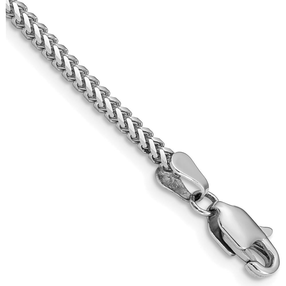 14K White Gold 7" 2mm Franco Chain Bracelet with Lobster Clasp by Oro Pregiato