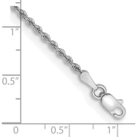 14K White Gold 7" 2mm Rope Chain Bracelet with Lobster Clasp - Polished Finish by 0