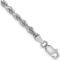 14K White Gold 7" 3.35mm Diamond-Cut Rope Chain with Lobster Clasp by Oro Pregiato