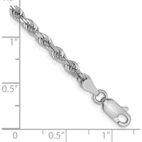 14K White Gold 7" 3.35mm Diamond-Cut Rope Chain with Lobster Clasp by Oro Pregiato