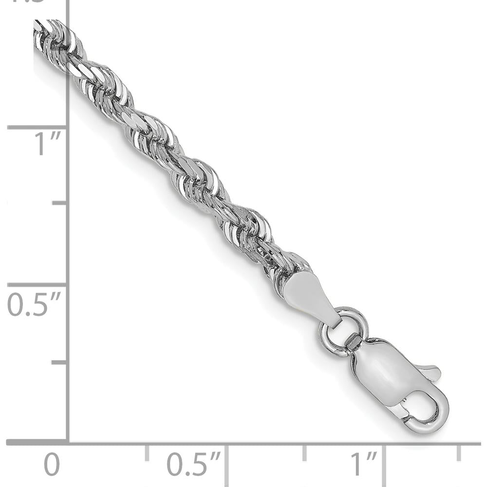 14K White Gold 7" 3.35mm Diamond-Cut Rope Chain with Lobster Clasp by Oro Pregiato