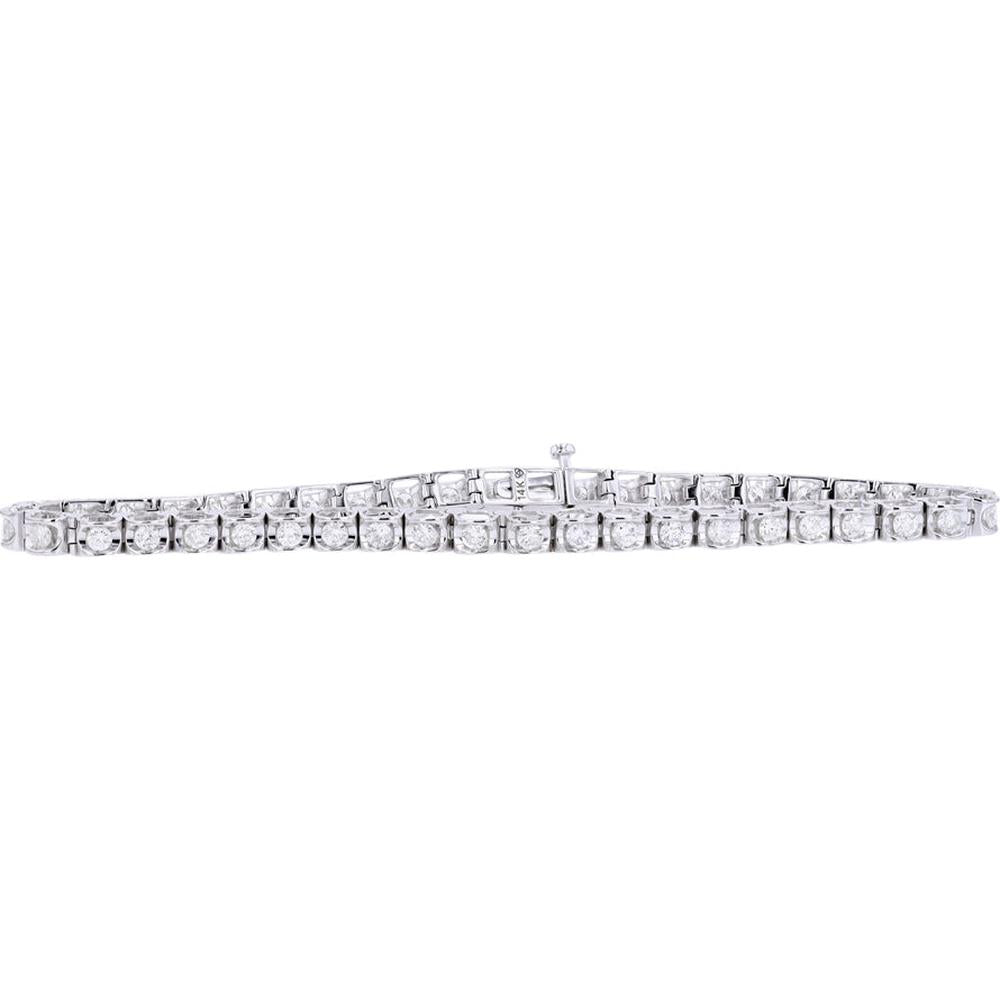 14K White Gold 7 ¾-Inch Tennis Bracelet with Round Diamonds - 2.00 Carat Total Diamond Weight