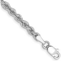14K White Gold 7" 3mm Regular Rope Chain Bracelet with Lobster Clasp by 0