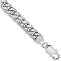 14K White Gold 7.3mm Semi-Solid Miami Cuban Chain Bracelet - 7" Length by Oro Pregiato