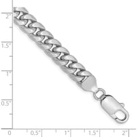 14K White Gold 7.3mm Semi-Solid Miami Cuban Chain Bracelet - 7" Length by Oro Pregiato