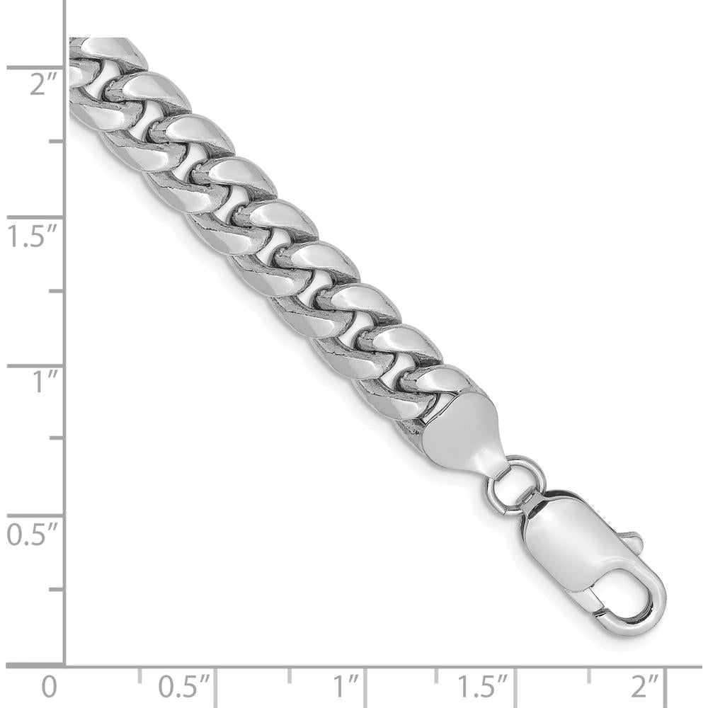 14K White Gold 7.3mm Semi-Solid Miami Cuban Chain Bracelet - 7" Length by Oro Pregiato