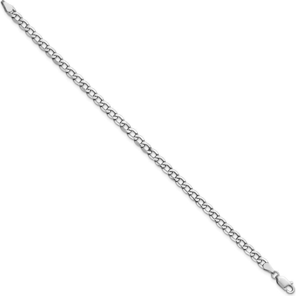 14K White Gold 7" 4.3mm Semi-Solid Curb Bracelet with Lobster Clasp - Polished Finish by Oro Pregiato