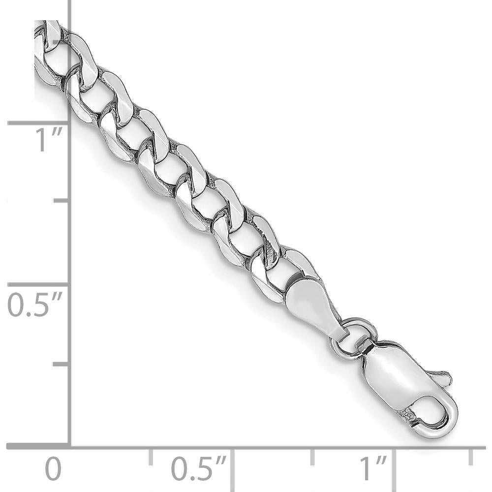 14K White Gold 7" 4.3mm Semi-Solid Curb Bracelet with Lobster Clasp - Polished Finish by Oro Pregiato