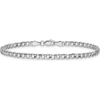 14K White Gold 7" 4.3mm Semi-Solid Curb Bracelet with Lobster Clasp - Polished Finish by Oro Pregiato