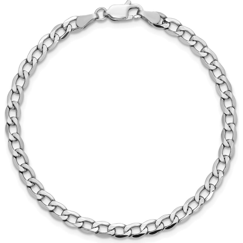 14K White Gold 7" 4.3mm Semi-Solid Curb Bracelet with Lobster Clasp - Polished Finish by Oro Pregiato