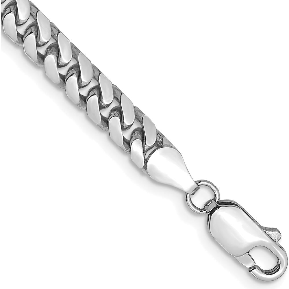 14K White Gold 7" 4.3mm Solid Miami Cuban Link Bracelet with Lobster Clasp by Oro Pregiato