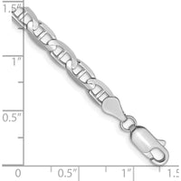 14K White Gold 7" 4.5mm Concave Anchor Chain Bracelet with Lobster Clasp by 0