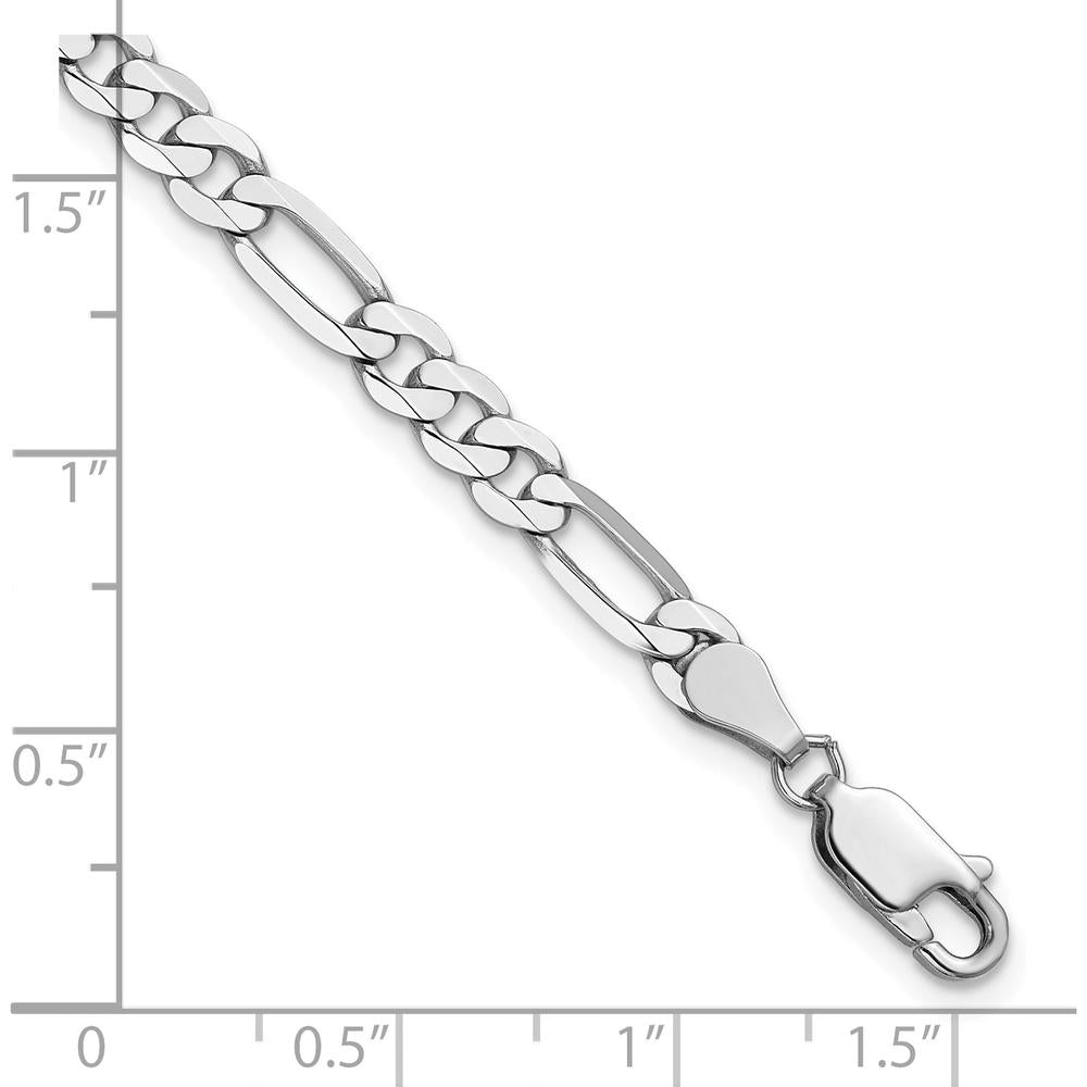 14K White Gold 7" 4.5mm Flat Figaro Chain Bracelet with Lobster Clasp - Polished Finish by 0