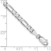 14K White Gold 7" 4mm Flat Figaro Chain Bracelet with Lobster Clasp by 0