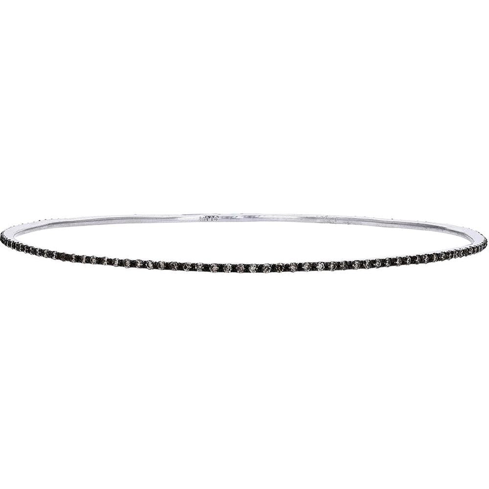 14K White Gold 7.5" EFFY Station Bangle with Hard Chocolate Diamonds - 0.92 Carat Total Diamond Weight