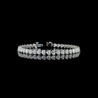 14K White Gold 7.5" Heart Shape Tennis Bracelet with East-West Prong Set Lab Diamonds (E-F Color, VS1 Clarity) - 10.44 Carat Total Diamond Weight - Covaloro Fine Jewelry