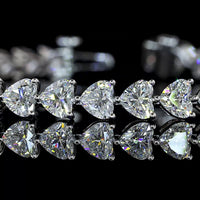 14K White Gold 7.5" Heart Shape Tennis Bracelet with East-West Prong Set Lab Diamonds (E-F Color, VS1 Clarity) - 10.44 Carat Total Diamond Weight - Covaloro Fine Jewelry
