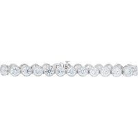 14K White Gold 7.5 Inch Bezel Set Round Lab Grown Diamond Tennis Bracelet - 19.75 Carat Total Diamond Weight