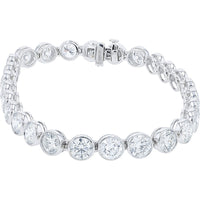 14K White Gold 7.5 Inch Bezel Set Round Lab Grown Diamond Tennis Bracelet - 19.75 Carat Total Diamond Weight