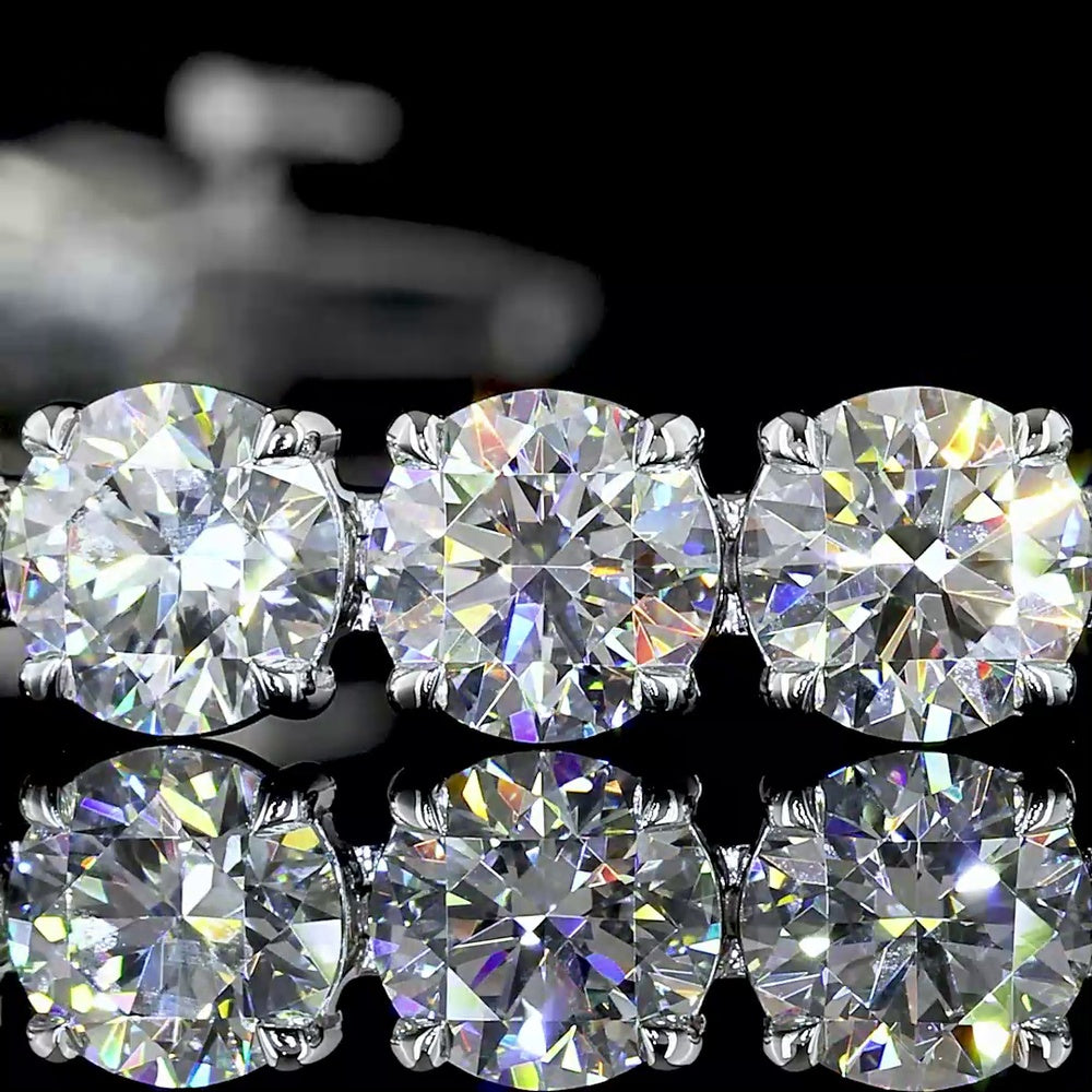 14K White Gold 7.5-Inch Tennis Bracelet with 36 Round Brilliant Cut Lab Diamonds - 13.61 Carat Total Weight, E-F Color VS Clarity - Covaloro Fine Jewelry