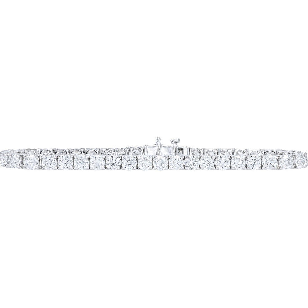 14K White Gold 7.5 Inch Tennis Bracelet with 4-Prong Set Round Lab Grown Diamonds - 14.00 Carat Total Diamond Weight