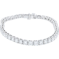 14K White Gold 7.5 Inch Tennis Bracelet with 4-Prong Set Round Lab Grown Diamonds - 14.00 Carat Total Diamond Weight