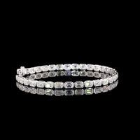 14K White Gold 7.5-Inch Tennis Bracelet with East-West Bezel Set Emerald Cut Lab Diamonds - 8.23 Carat Total Weight (33 Stones) with 24.69 Total Diamond Carats - Covaloro Fine Jewelry