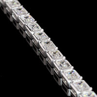 14K White Gold 7.5-Inch Tennis Bracelet with East-West Bezel Set Emerald Cut Lab Diamonds - 8.23 Carat Total Weight (33 Stones) with 24.69 Total Diamond Carats - Covaloro Fine Jewelry