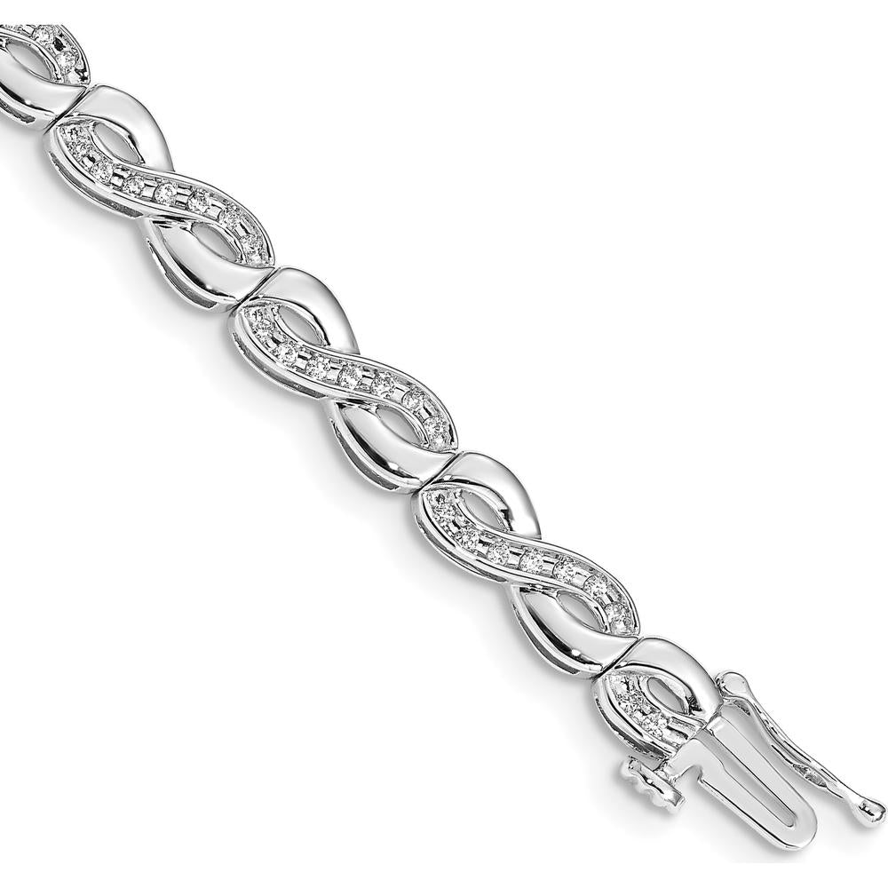 14K White Gold 7.5" Infinity Link Bracelet with Round Diamonds - 1/2 Carats Total Diamond Weight by Monteluci Fine Jewelry