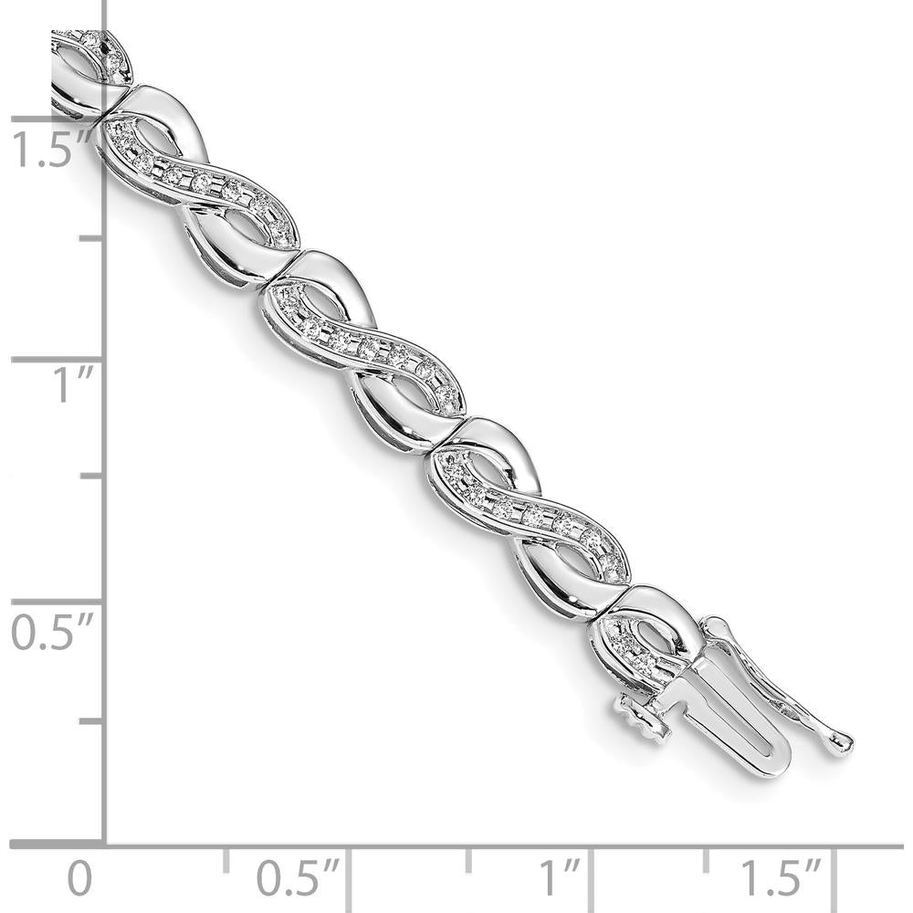 14K White Gold 7.5" Infinity Link Bracelet with Round Diamonds - 1/2 Carats Total Diamond Weight by Monteluci Fine Jewelry