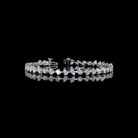 14K White Gold 7.5" Mixed Shape Station Bracelet with Emerald, Oval, Marquise, and Pear Lab Diamonds - 3.92 Carat Total Weight - Covaloro Fine Jewelry