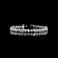 14K White Gold 7.5" Mixed Shape Station Bracelet with Oval, Emerald, and Round Lab Diamonds - 8.79 Carat Total Diamond Weight - Covaloro Fine Jewelry