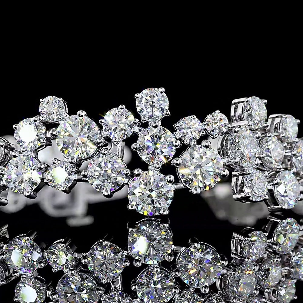 14K White Gold 7.5" Special Bracelet with Prong Set Round Brilliant Lab Diamonds - 9.31 Carat Total Diamond Weight - Covaloro Fine Jewelry