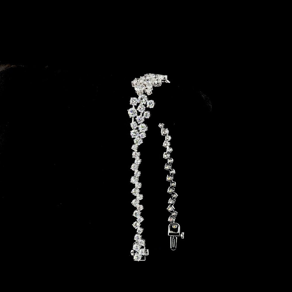 14K White Gold 7.5" Special Bracelet with Prong Set Round Brilliant Lab Diamonds - 9.31 Carat Total Diamond Weight - Covaloro Fine Jewelry