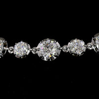 14K White Gold 7.5" Station Bracelet with Alternating Bezel and Prong Set Round Lab Diamonds - 6.42 Carats Total Diamond Weight - Covaloro Fine Jewelry