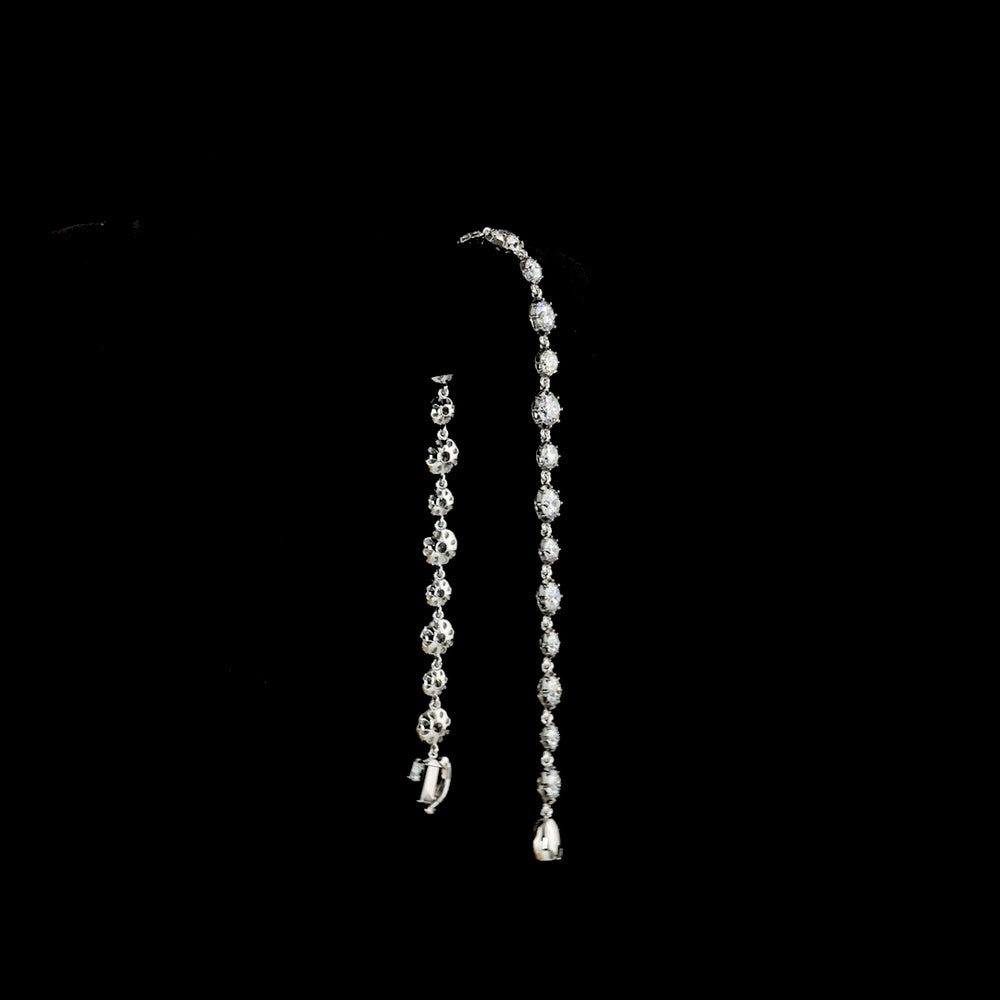 14K White Gold 7.5" Station Bracelet with Alternating Bezel and Prong Set Round Lab Diamonds - 6.42 Carats Total Diamond Weight - Covaloro Fine Jewelry