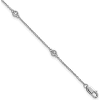 14K White Gold 7" 5-Station Bracelet with Bezel-Set Diamonds - 1/8 Carat Total Diamond Weight by Oro Pregiato