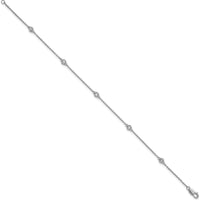 14K White Gold 7" 5-Station Bracelet with Bezel-Set Diamonds - 1/8 Carat Total Diamond Weight by Oro Pregiato