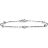 14K White Gold 7" 5-Station Bracelet with Bezel-Set Diamonds - 1/8 Carat Total Diamond Weight by Oro Pregiato
