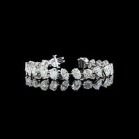 14K White Gold 7.5" Station Bracelet with Pear, Oval, Emerald, and Round Lab Diamonds - 20.38 Carats Total Diamond Weight - Covaloro Fine Jewelry